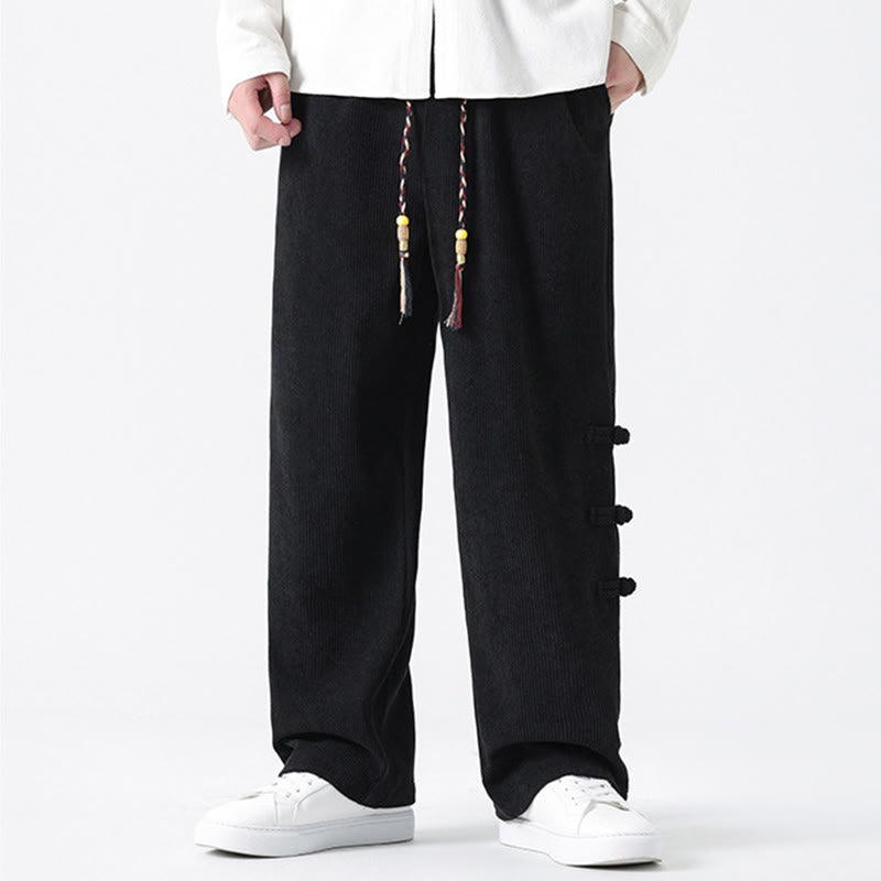 Buddha Stones Fall Herren-Cordhose mit geradem Bein, geradem Bein und Taschen, Kordelzug und Froschknopfverschluss - image 21