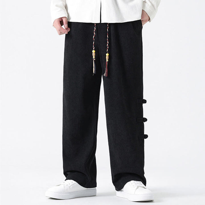 Buddha Stones Fall Herren-Cordhose mit geradem Bein, geradem Bein und Taschen, Kordelzug und Froschknopfverschluss - image 21