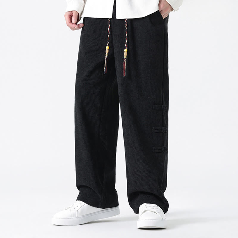 Buddha Stones Fall Herren-Cordhose mit geradem Bein, geradem Bein und Taschen, Kordelzug und Froschknopfverschluss - image 18