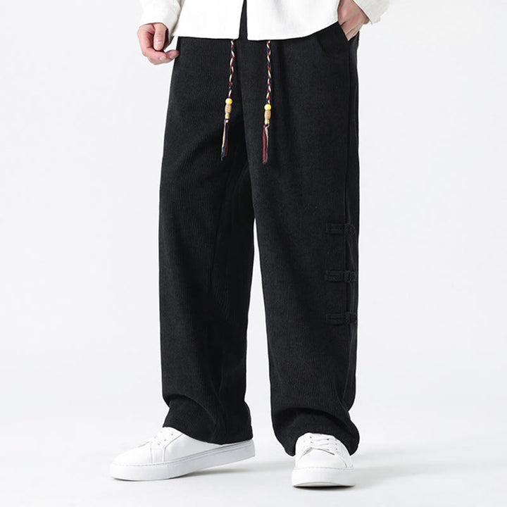 Buddha Stones Fall Herren-Cordhose mit geradem Bein, geradem Bein und Taschen, Kordelzug und Froschknopfverschluss - image 18