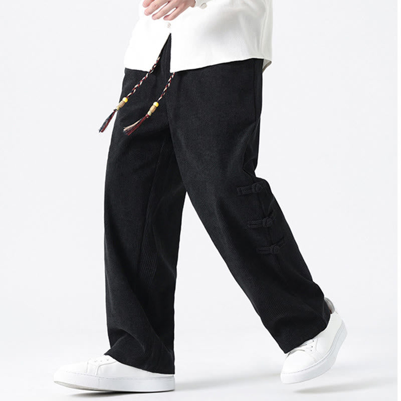 Buddha Stones Fall Herren-Cordhose mit geradem Bein, geradem Bein und Taschen, Kordelzug und Froschknopfverschluss - image 14