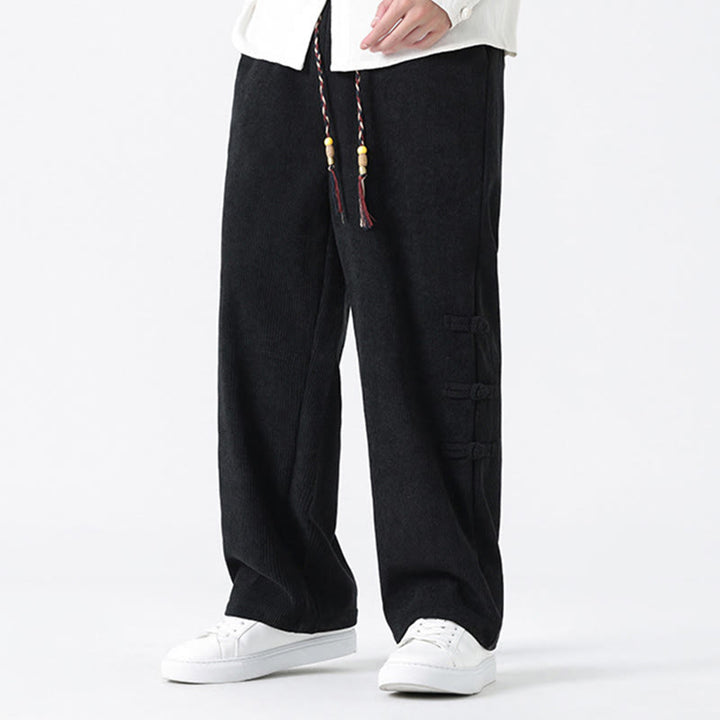 Buddha Stones Fall Herren-Cordhose mit geradem Bein, geradem Bein und Taschen, Kordelzug und Froschknopfverschluss - image 19