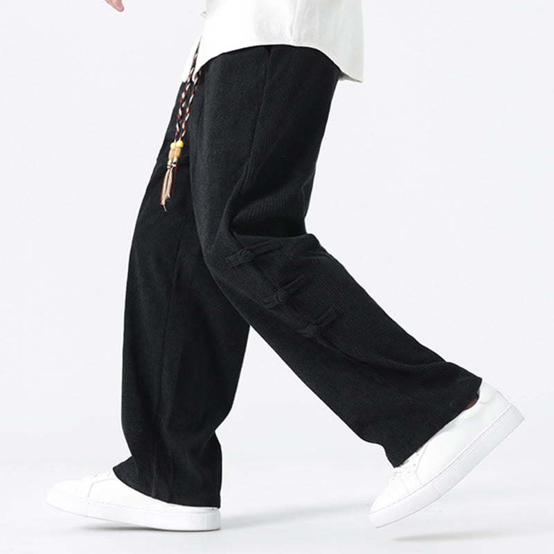 Buddha Stones Fall Herren-Cordhose mit geradem Bein, geradem Bein und Taschen, Kordelzug und Froschknopfverschluss - image 17