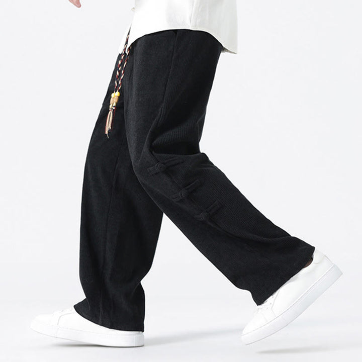 Buddha Stones Fall Herren-Cordhose mit geradem Bein, geradem Bein und Taschen, Kordelzug und Froschknopfverschluss - image 17