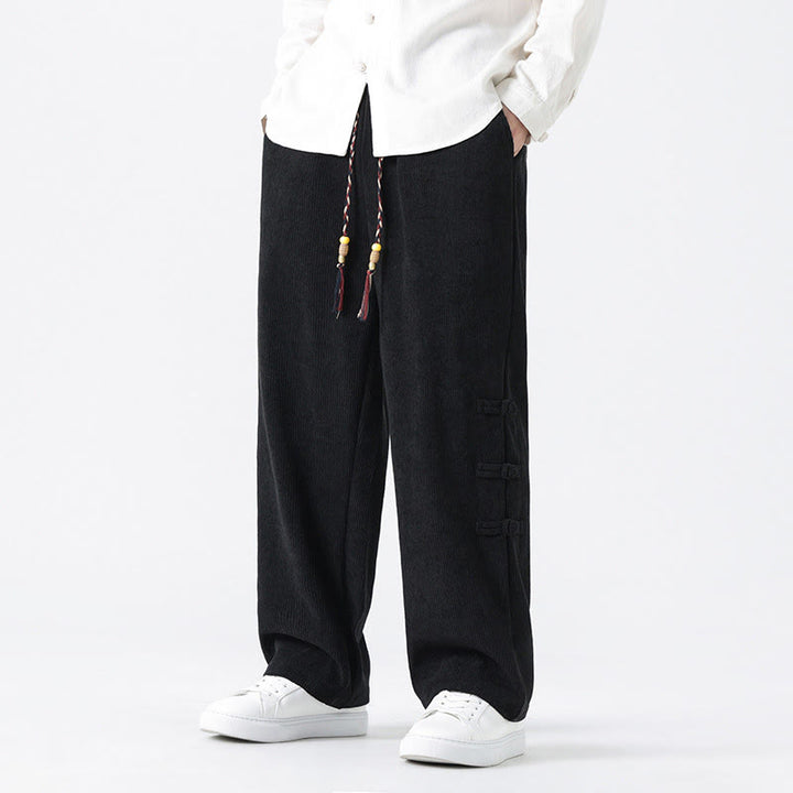 Buddha Stones Fall Herren-Cordhose mit geradem Bein, geradem Bein und Taschen, Kordelzug und Froschknopfverschluss - image 22