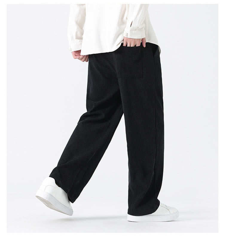 Buddha Stones Fall Herren-Cordhose mit geradem Bein, geradem Bein und Taschen, Kordelzug und Froschknopfverschluss - image 15