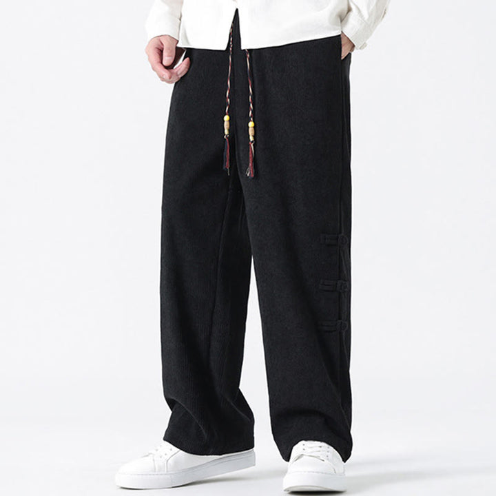 Buddha Stones Fall Herren-Cordhose mit geradem Bein, geradem Bein und Taschen, Kordelzug und Froschknopfverschluss - image 20