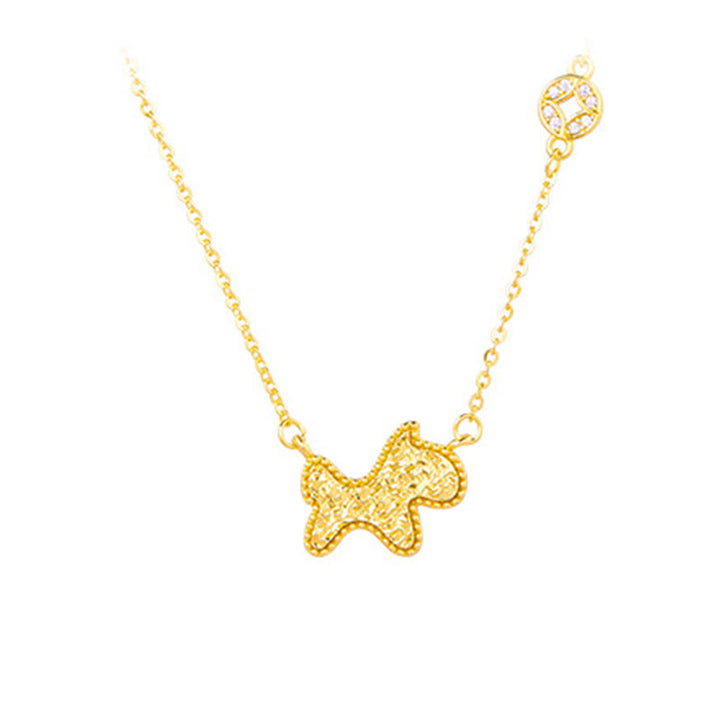 Buddha Stones ​​Jahr des Pferdes Chinesisches Tierkreiszeichen 925 Sterling Silber Münzdesign Segenskette Anhänger - Pferd - Silber (Segen ♥ Schutz) - image 1