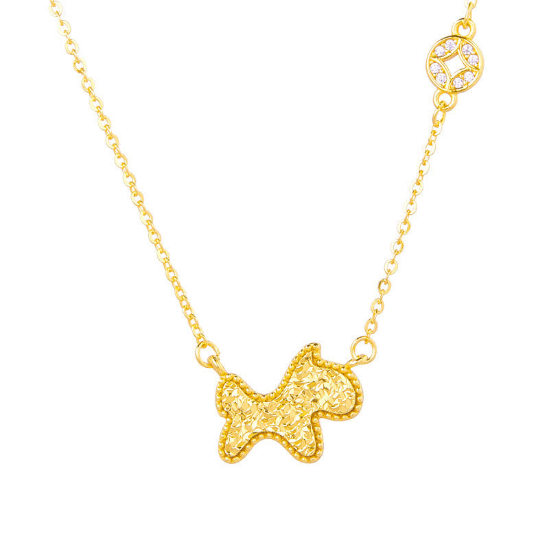 Buddha Stones ​​Jahr des Pferdes Chinesisches Tierkreiszeichen 925 Sterling Silber Münzdesign Segenskette Anhänger - image 2