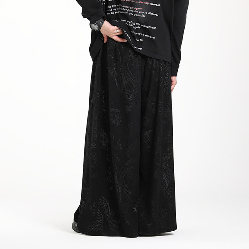 Herren-Cordhose mit weitem Bein und Taschen, verziert mit Buddha Stones und Drachen-Jacquard-Muster, Kordelzug und Taschen - image 17