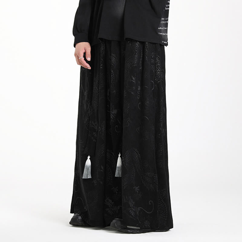 Herren-Cordhose mit weitem Bein und Taschen, verziert mit Buddha Stones und Drachen-Jacquard-Muster, Kordelzug und Taschen - image 12