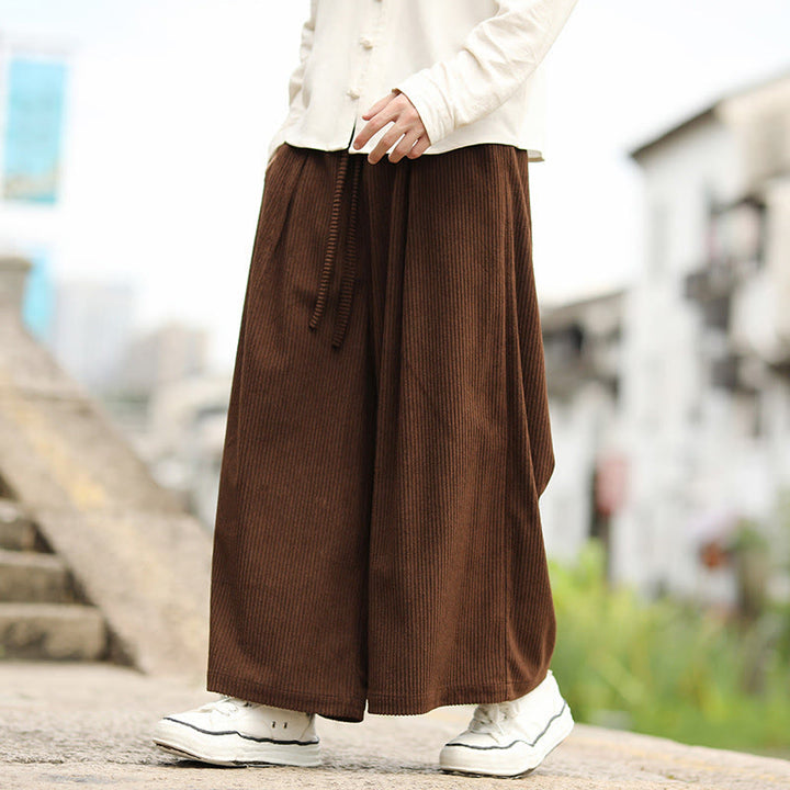 Buddha Stones Herbst Einfarbige Cordhose für Herren mit weitem Bein und Taschen - Sattelbraun - US/ UK/AU46, EU56 (5XL) - image 13