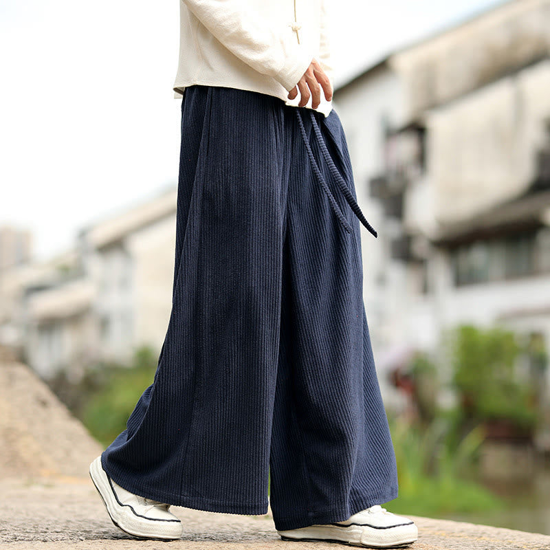 Buddha Stones Herbst Einfarbige Cordhose für Herren mit weitem Bein und Taschen - SteelBlue - US/ UK/AU46, EU56 (5XL) - image 0