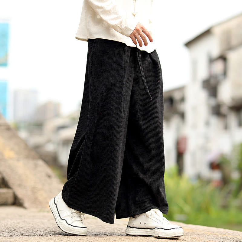 Buddha Stones Herbst Einfarbige Cordhose für Herren mit weitem Bein und Taschen - Schwarz - US/ UK/AU46, EU56 (5XL) - image 6