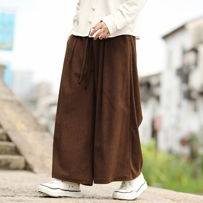 Buddha Stones Herbst Einfarbige Cordhose für Herren mit weitem Bein und Taschen - image 16