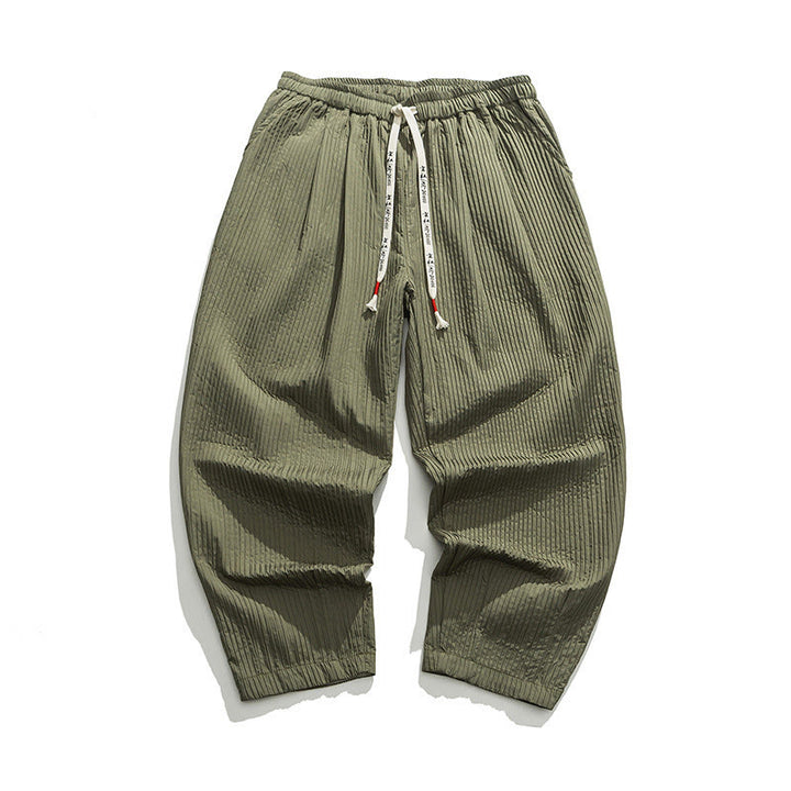 Buddha Stones Herbstfarbene Herren-Haremshose mit Kordelzug, Knöchellänge und Taschen - image 8