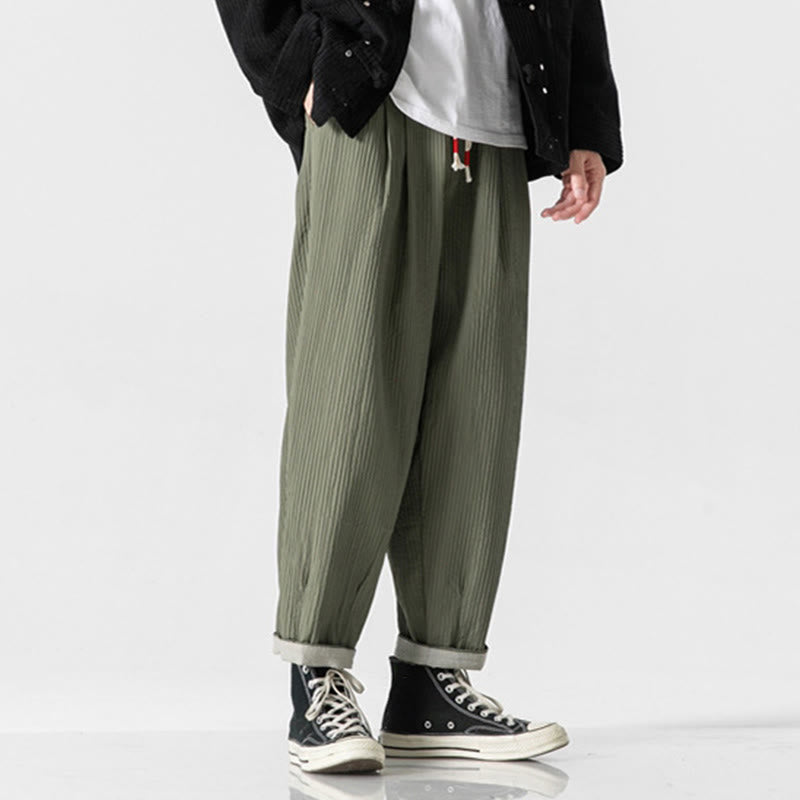 Buddha Stones Herbstfarbene Herren-Haremshose mit Kordelzug, Knöchellänge und Taschen - image 1