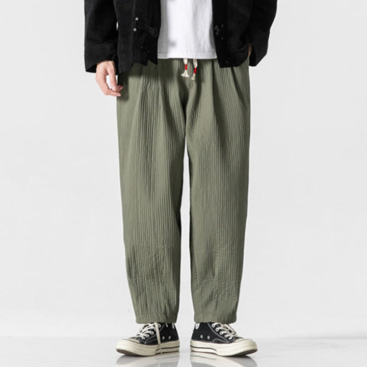 Buddha Stones Herbstfarbene Herren-Haremshose mit Kordelzug, Knöchellänge und Taschen - image 2