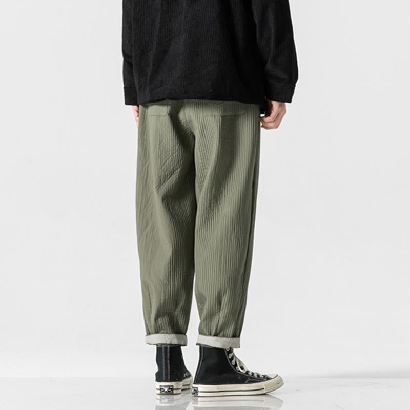 Buddha Stones Herbstfarbene Herren-Haremshose mit Kordelzug, Knöchellänge und Taschen - image 4