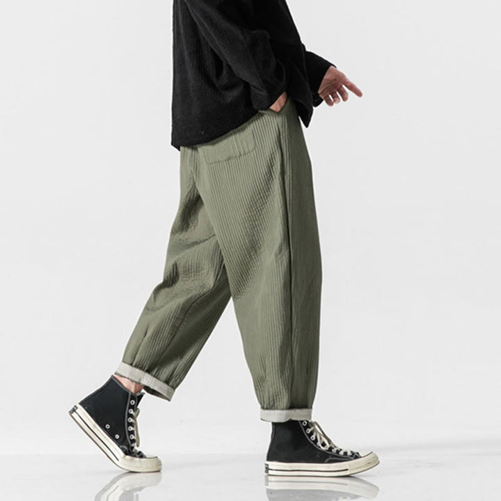 Buddha Stones Herbstfarbene Herren-Haremshose mit Kordelzug, Knöchellänge und Taschen - image 5