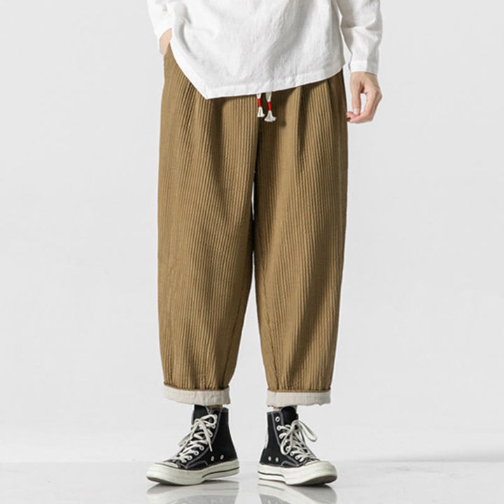 Buddha Stones Herbstfarbene Herren-Haremshose mit Kordelzug, Knöchellänge und Taschen - Bräunen - US/ UK/AU46, EU56 (5XL) - image 9