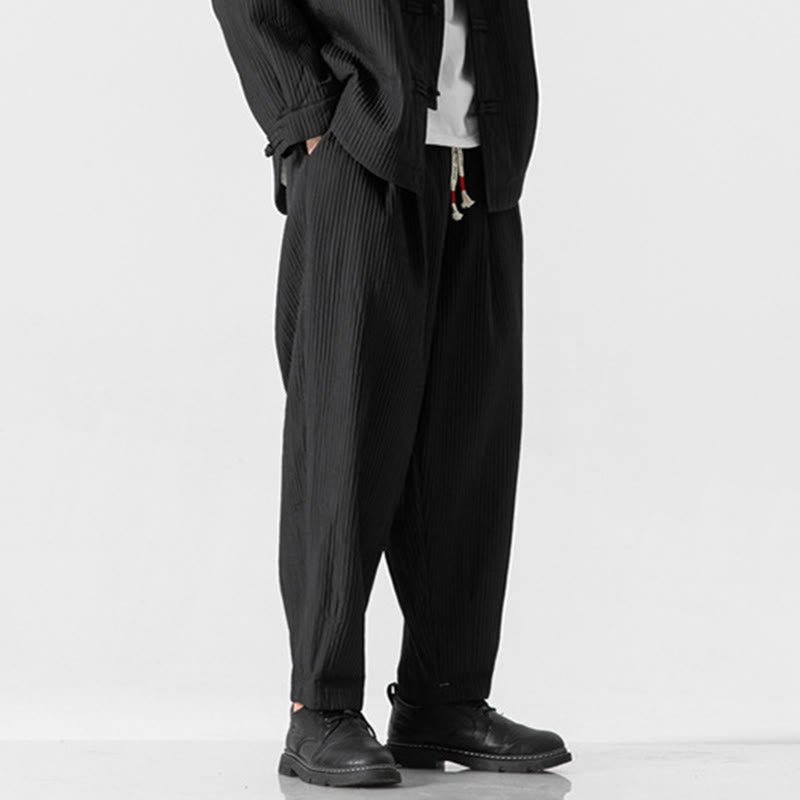 Buddha Stones Herbstfarbene Herren-Haremshose mit Kordelzug, Knöchellänge und Taschen - image 24