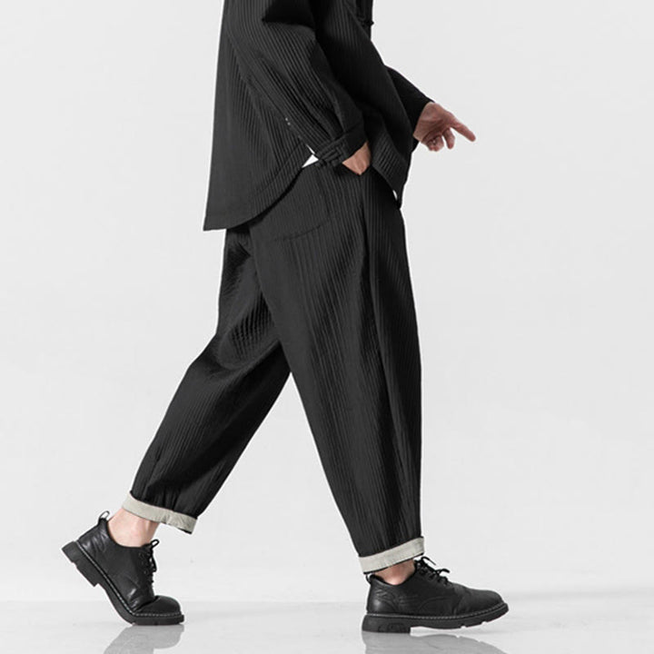 Buddha Stones Herbstfarbene Herren-Haremshose mit Kordelzug, Knöchellänge und Taschen - image 27