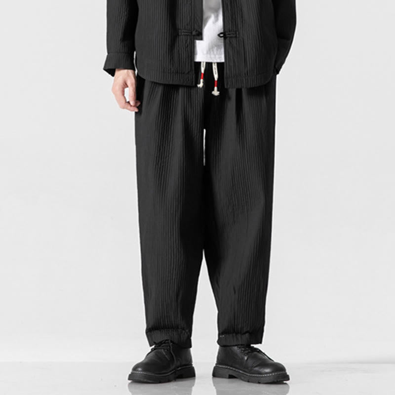 Buddha Stones Herbstfarbene Herren-Haremshose mit Kordelzug, Knöchellänge und Taschen - Schwarz - US/ UK/AU46, EU56 (5XL) - image 23