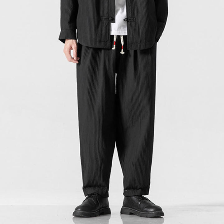 Buddha Stones Herbstfarbene Herren-Haremshose mit Kordelzug, Knöchellänge und Taschen - Schwarz - US/ UK/AU46, EU56 (5XL) - image 23