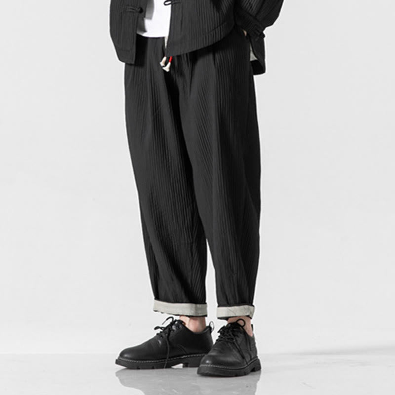 Buddha Stones Herbstfarbene Herren-Haremshose mit Kordelzug, Knöchellänge und Taschen - image 29