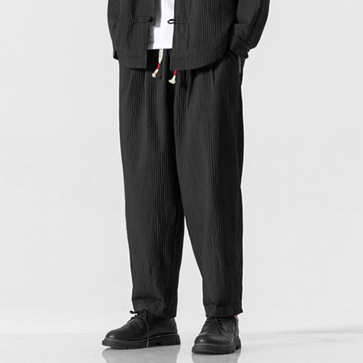 Buddha Stones Herbstfarbene Herren-Haremshose mit Kordelzug, Knöchellänge und Taschen - image 25