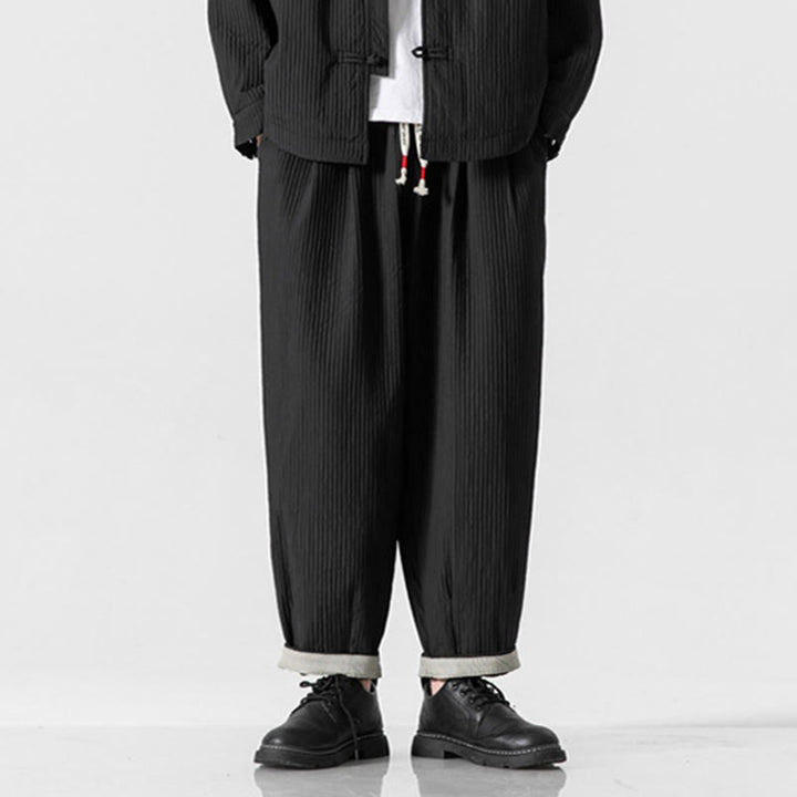 Buddha Stones Herbstfarbene Herren-Haremshose mit Kordelzug, Knöchellänge und Taschen - image 31