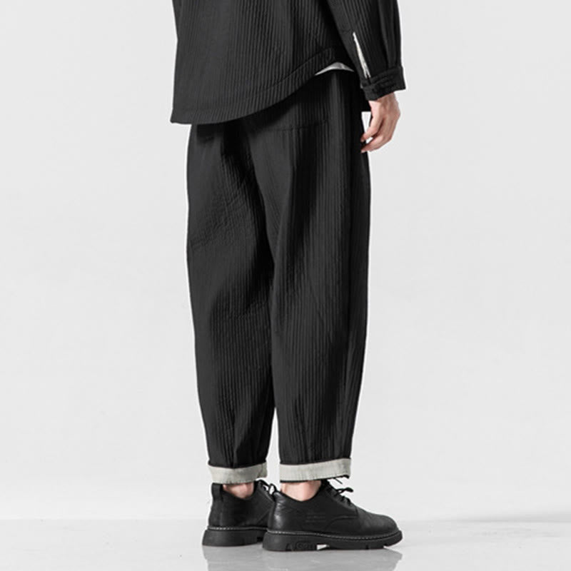 Buddha Stones Herbstfarbene Herren-Haremshose mit Kordelzug, Knöchellänge und Taschen - image 26