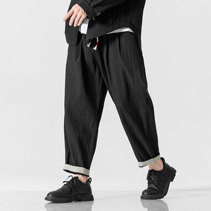 Buddha Stones Herbstfarbene Herren-Haremshose mit Kordelzug, Knöchellänge und Taschen - image 28