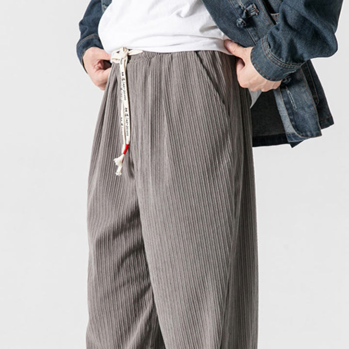 Buddha Stones Herbst/Winter Herren-Hose aus Baumwolle, einfarbig, mit Knopfleiste, geradem Bein und Taschen - image 11