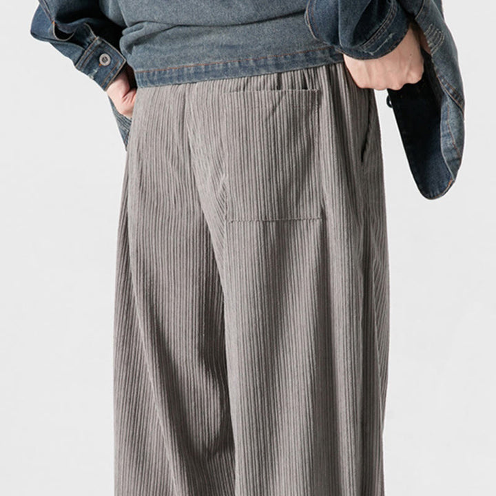 Buddha Stones Herbst/Winter Herren-Hose aus Baumwolle, einfarbig, mit Knopfleiste, geradem Bein und Taschen - image 12