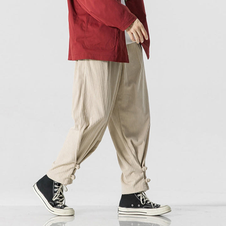 Buddha Stones Herbst/Winter Herren-Hose aus Baumwolle, einfarbig, mit Knopfleiste, geradem Bein und Taschen - image 20