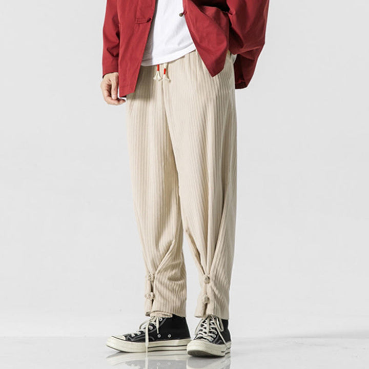 Buddha Stones Herbst/Winter Herren-Hose aus Baumwolle, einfarbig, mit Knopfleiste, geradem Bein und Taschen - image 16