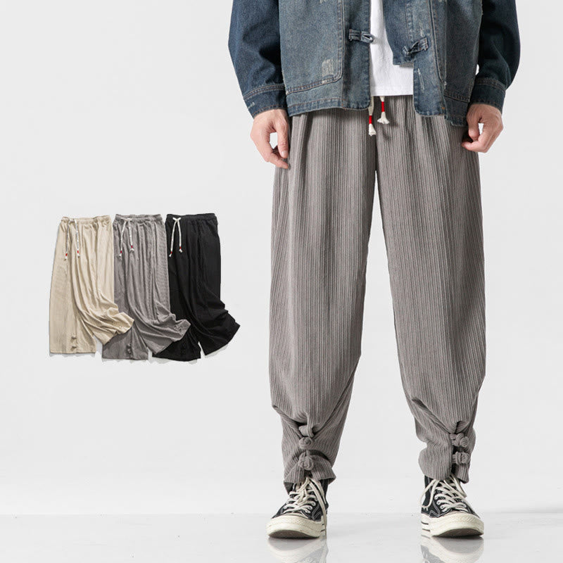 Buddha Stones Herbst/Winter Herren-Hose aus Baumwolle, einfarbig, mit Knopfleiste, geradem Bein und Taschen - Hellgrau - US/ UK/AU46, EU56 (5XL) - image 0