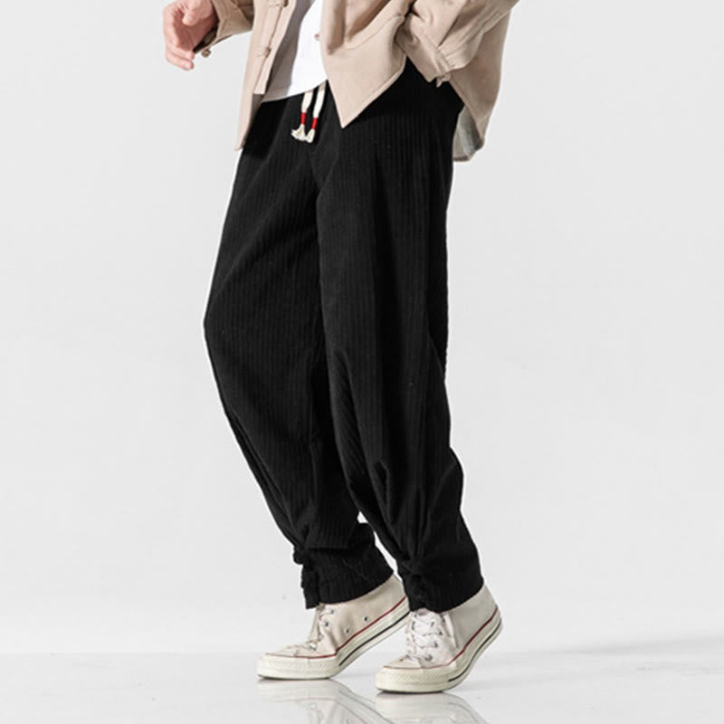 Buddha Stones Herbst/Winter Herren-Hose aus Baumwolle, einfarbig, mit Knopfleiste, geradem Bein und Taschen - image 30