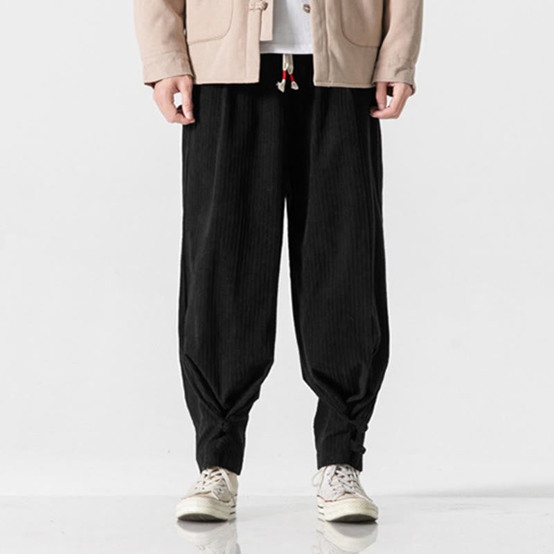 Buddha Stones Herbst/Winter Herren-Hose aus Baumwolle, einfarbig, mit Knopfleiste, geradem Bein und Taschen - Schwarz - US/ UK/AU46, EU56 (5XL) - image 23