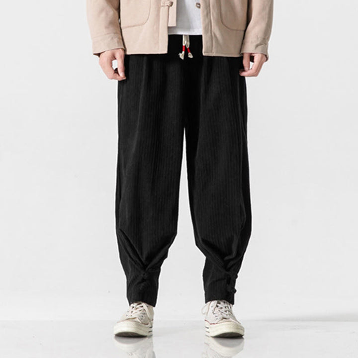 Buddha Stones Herbst/Winter Herren-Hose aus Baumwolle, einfarbig, mit Knopfleiste, geradem Bein und Taschen - Schwarz - US/ UK/AU46, EU56 (5XL) - image 23