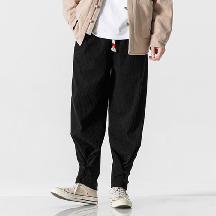 Buddha Stones Herbst/Winter Herren-Hose aus Baumwolle, einfarbig, mit Knopfleiste, geradem Bein und Taschen - image 29