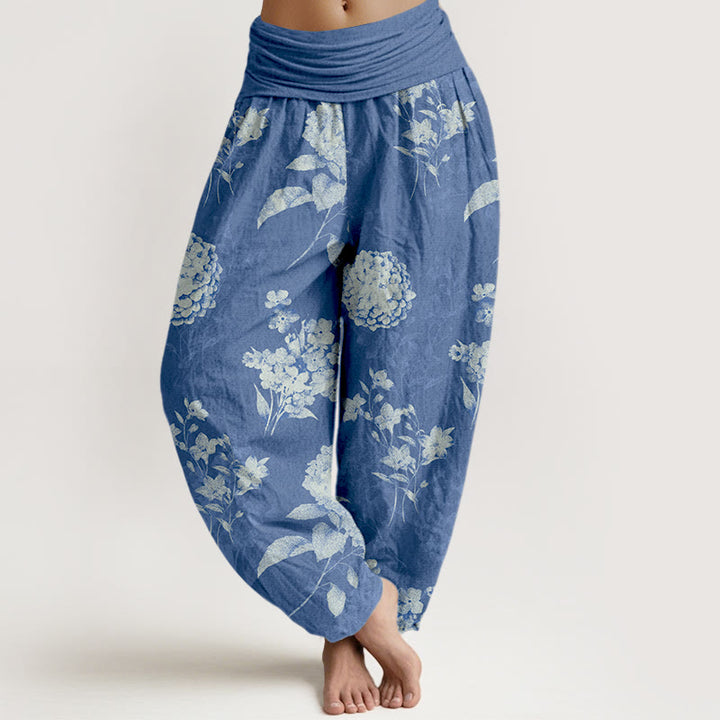 Buddha Stones Cotton Refresh Haremshose mit Hortensienblütenmuster und elastischem Bund für Damen - Königsblau - US16, UK/AU20, EU48 (3XL) - image 5