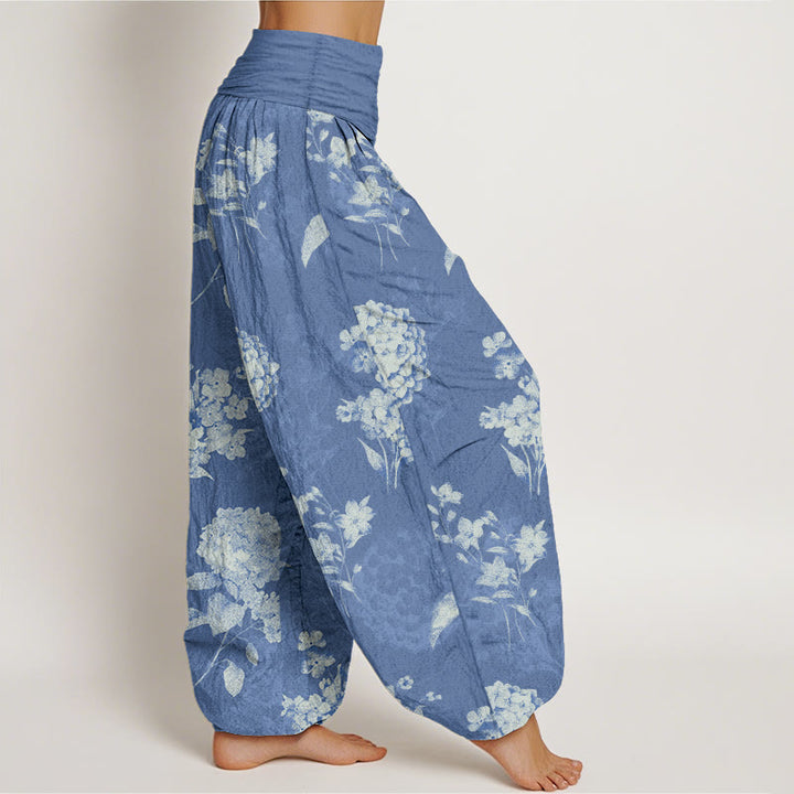 Buddha Stones Cotton Refresh Haremshose mit Hortensienblütenmuster und elastischem Bund für Damen - image 7