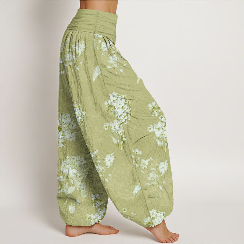 Buddha Stones Cotton Refresh Haremshose mit Hortensienblütenmuster und elastischem Bund für Damen - image 10
