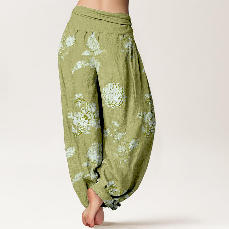 Buddha Stones Cotton Refresh Haremshose mit Hortensienblütenmuster und elastischem Bund für Damen - image 9
