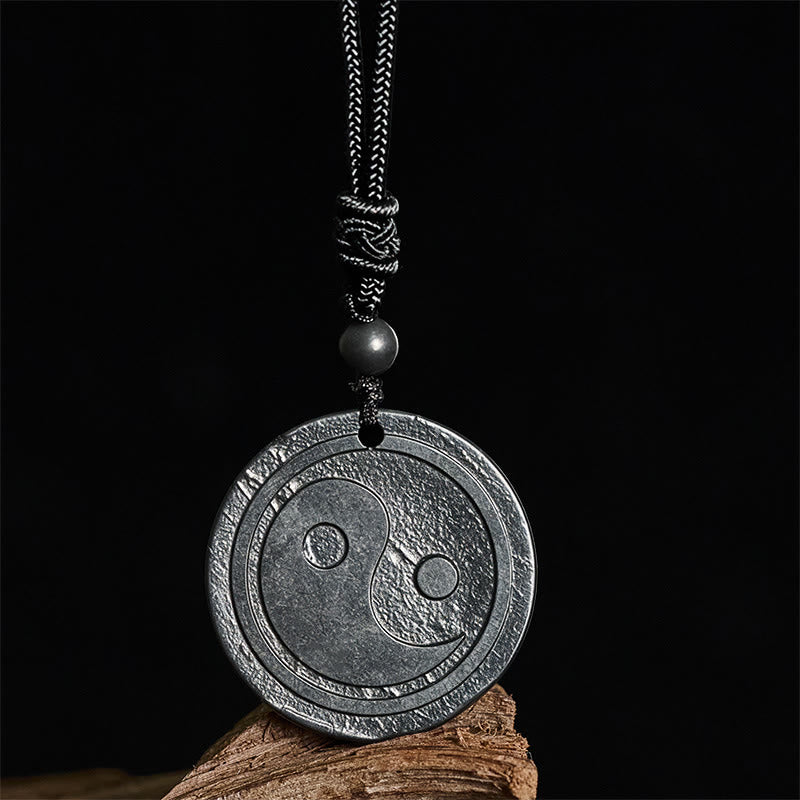 Buddha Stones, natürlicher, authentischer Shungit-Stein, geschnitzter Yin-Yang-Schutzanhänger - Schungitstein (Schutz ♥ Erdung) - 35-40 mm - image 0