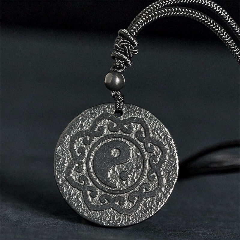 Buddha Stones Tai Chi Yin Yang Symbol Authentischer Schungitstein Halskette Anhänger für innere Stärke - Schungitstein (Schutz ♥ Erdung) - 35-40 mm - image 0