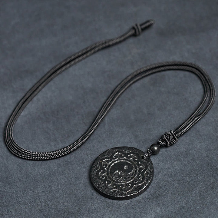 Buddha Stones Tai Chi Yin Yang Symbol Authentischer Schungitstein Halskette Anhänger für innere Stärke - image 8